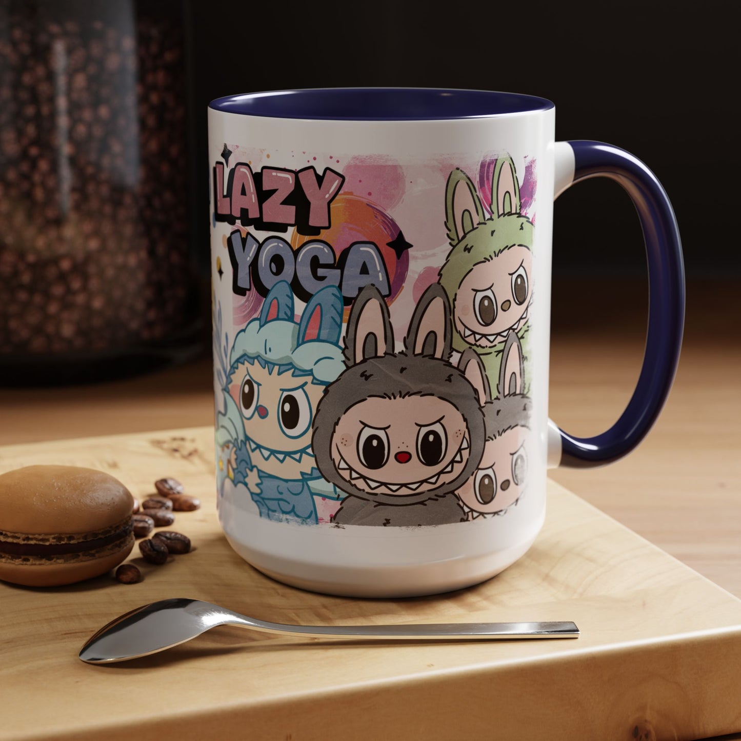 Mug Labubu Lazy Yoga Accent Coffee Mug - Fun & Whimsical Design for Relaxation Lovers