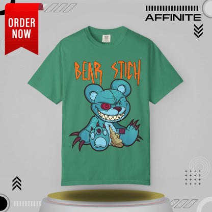 T-Shirt Bear Stick T-Shirt - Fun Garment-Dyed Graphic Tee (S-4XL) | Comfort Colors®