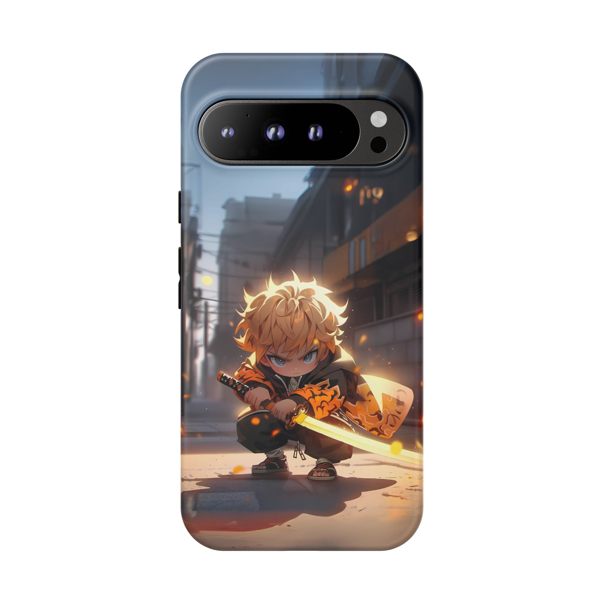 Chibi Zenitsu Lightning Tough Phone Case – Anime Protective Case for iPhone & Samsung, UV Resistant, Durable & Stylish