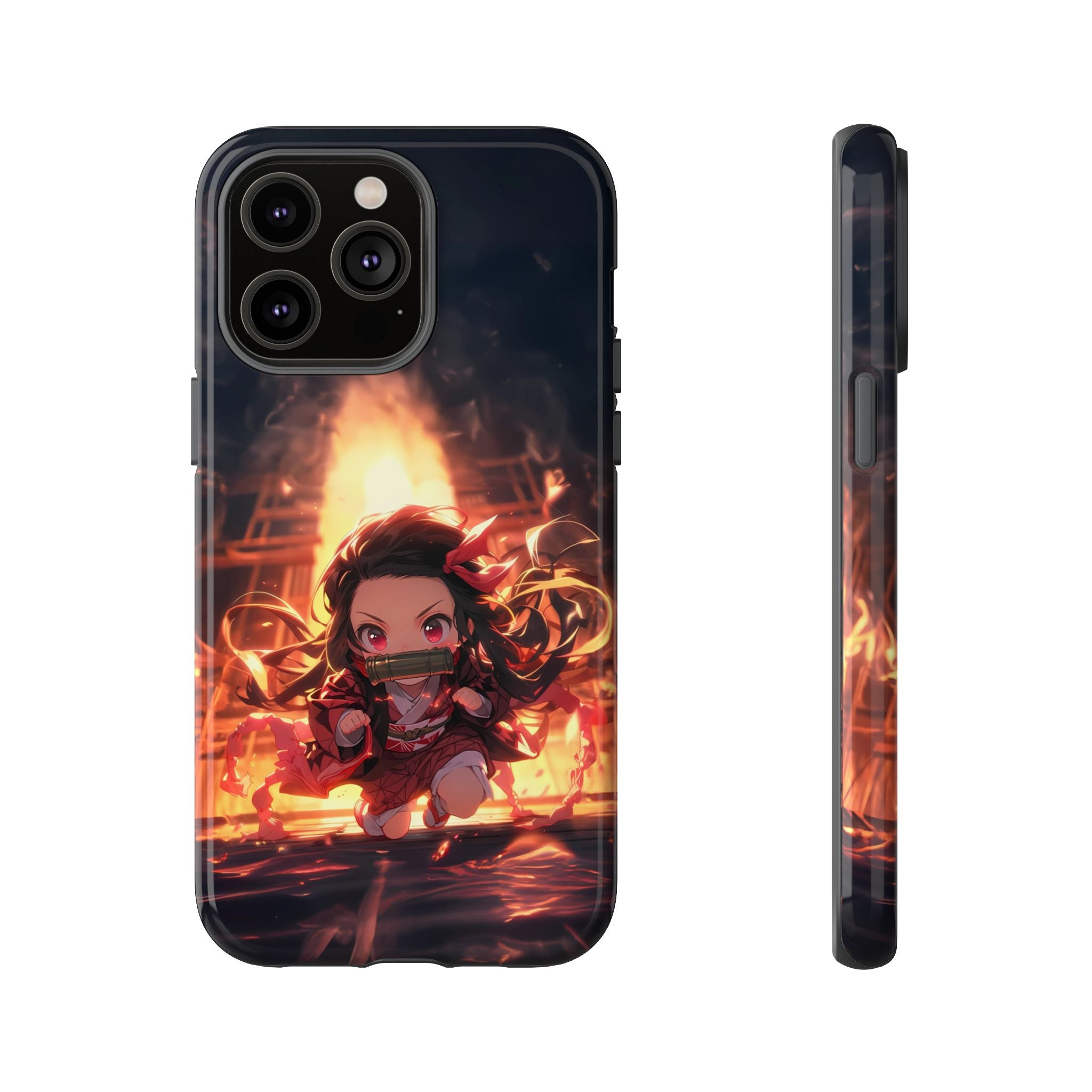Chibi Nezuko Kamado Tough Phone Case – Anime Protective Case for iPhone & Samsung, UV Resistant, Durable & Stylish