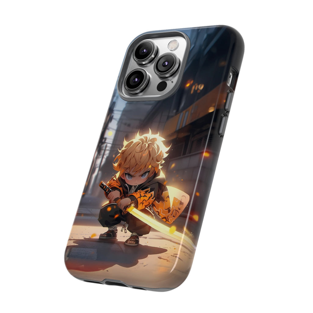 Chibi Zenitsu Lightning Tough Phone Case – Anime Protective Case for iPhone & Samsung, UV Resistant, Durable & Stylish