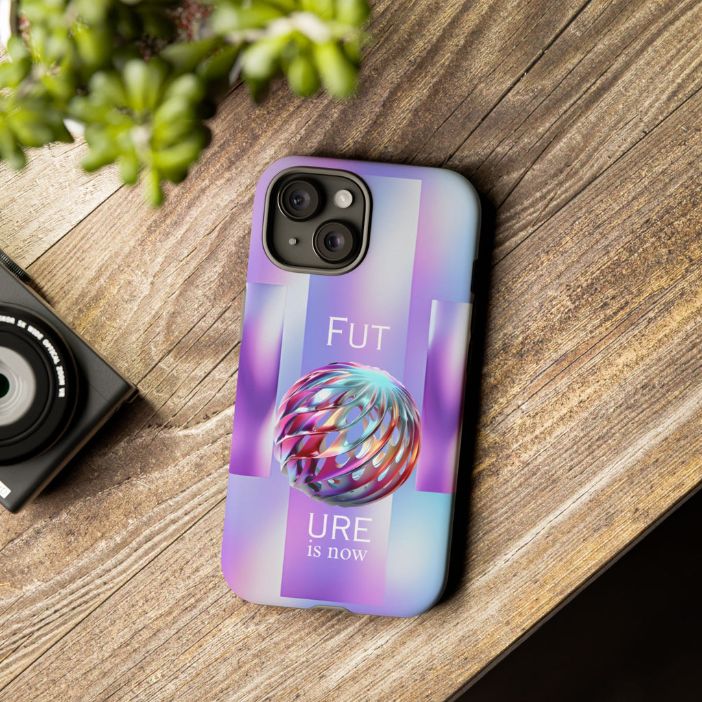 Futuristic Gradient Tough Case – 'Future is Now' 3D Design | Shockproof & UV Protected
