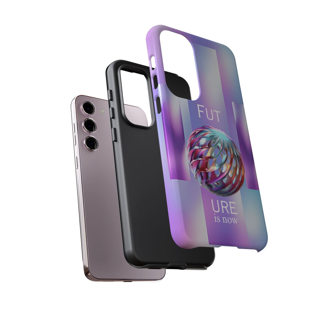 Futuristic Gradient Tough Case – 'Future is Now' 3D Design | Shockproof & UV Protected