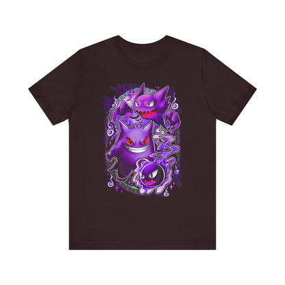 T-Shirt Ghostly Kanto Vibes Unisex Jersey Short Sleeve Tee - Spooky Design Oxblood Black
