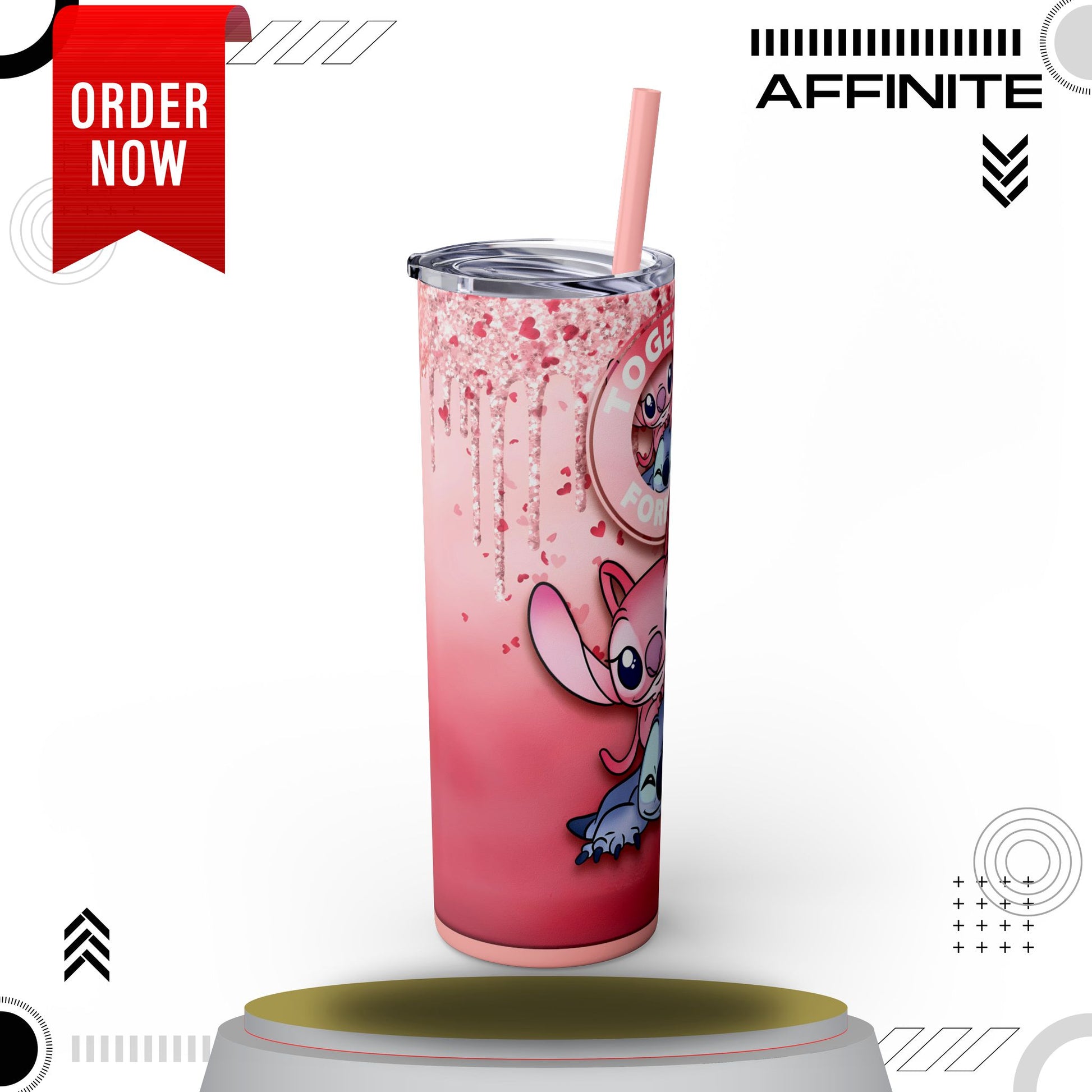 Tumblers Lilo and Stitch Glitter Tumbler - 20oz Disney 'Together Forever' Cup