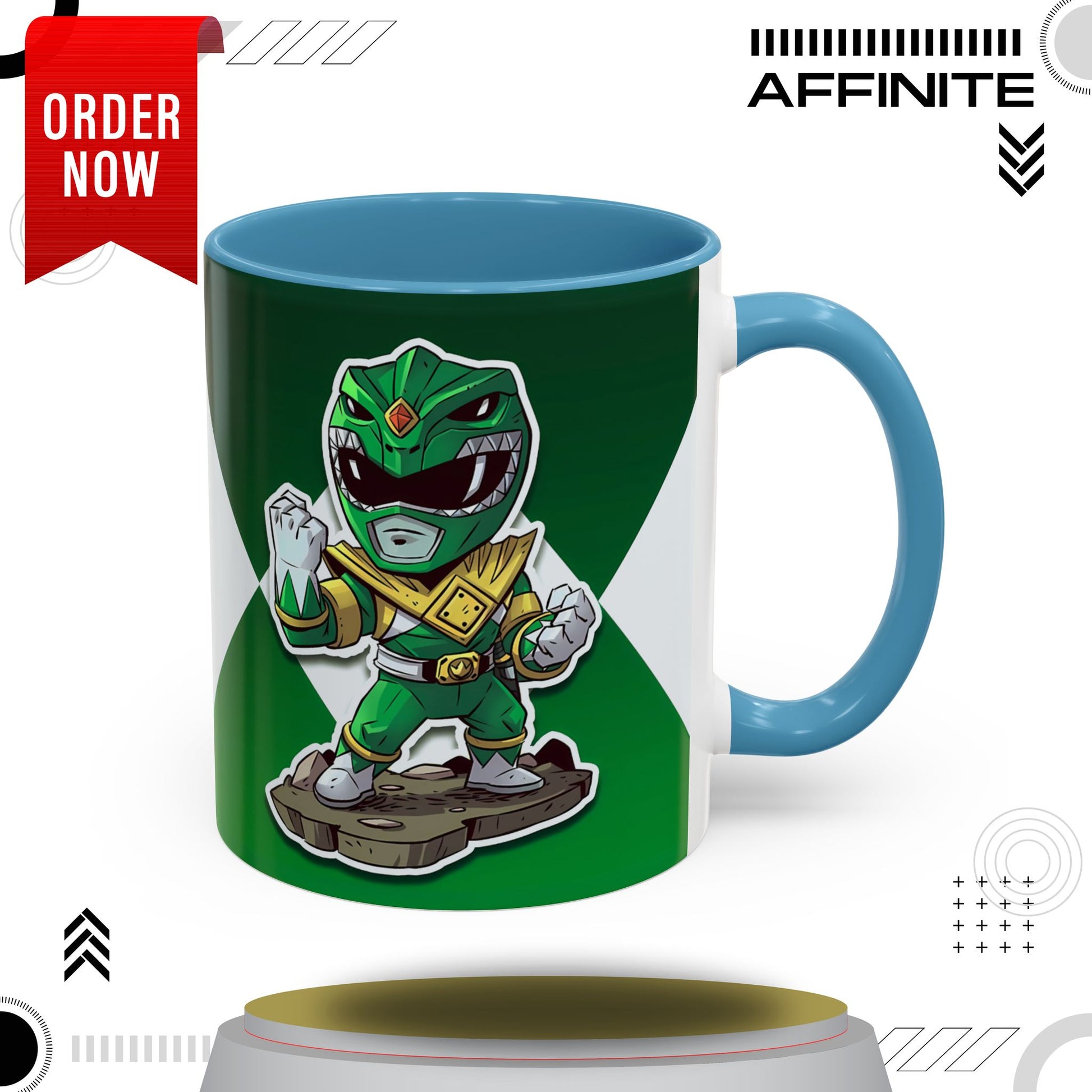 Mug Green Ranger Mug – 11oz & 15oz Mighty Morphin Power Rangers Ceramic Cup 11oz Light Blue