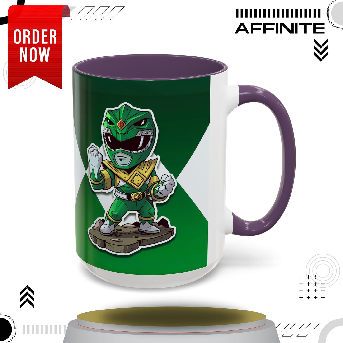 Mug Green Ranger Mug – 11oz & 15oz Mighty Morphin Power Rangers Ceramic Cup 15oz Purple