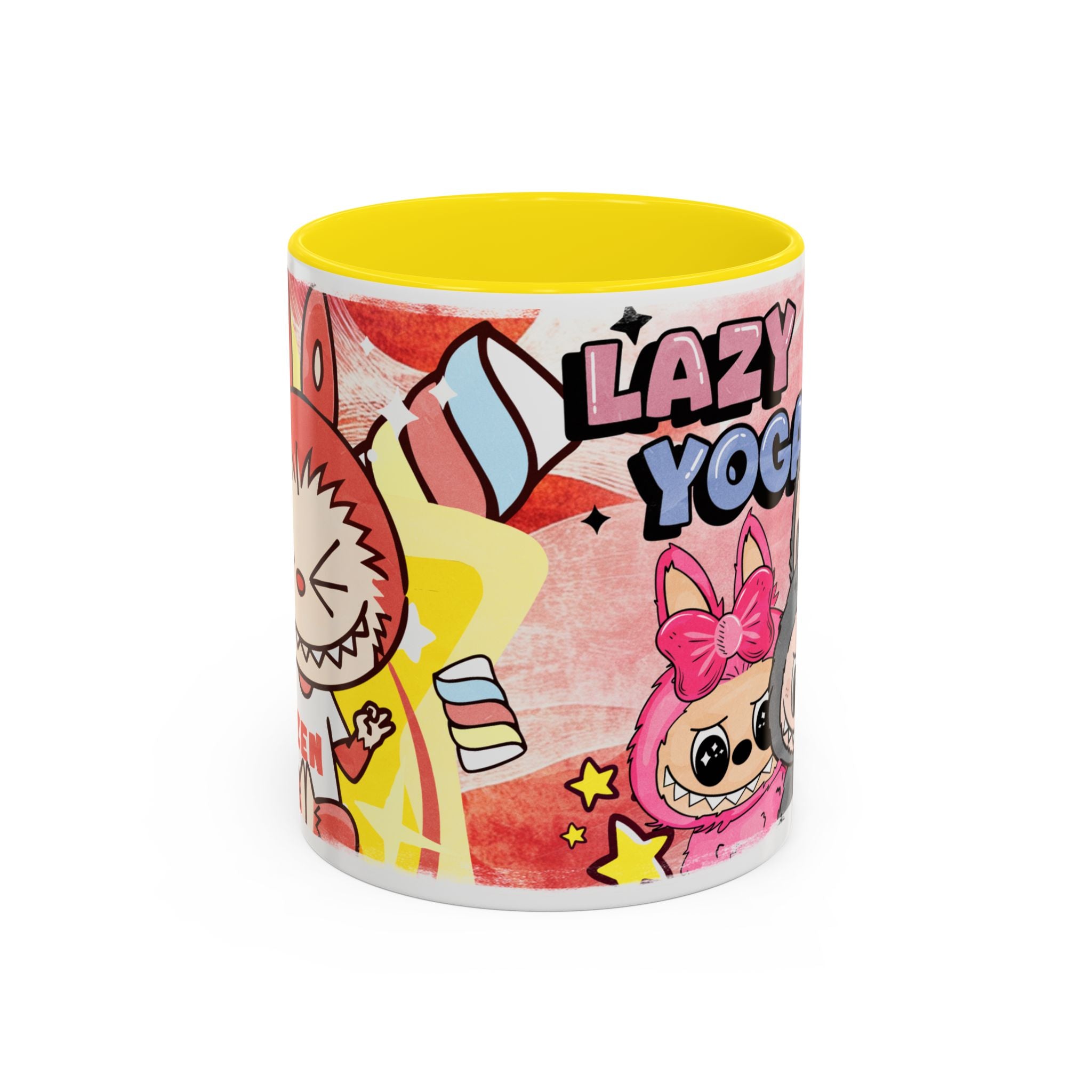 Lazy Yoga Labubu Cartoon Accent Coffee Mug - Fun and Playful Design for Coffee Lovers