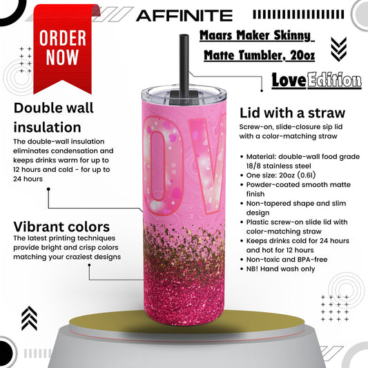 Tumblers Love-Focused Skinny Matte Tumbler – 20oz Perfect Gift Idea Black 20oz Matte