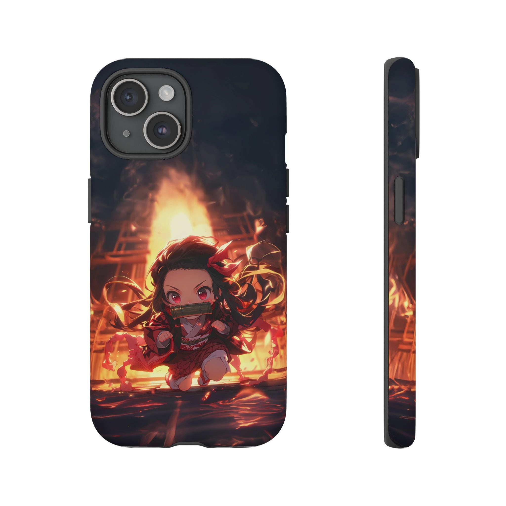 Chibi Nezuko Kamado Tough Phone Case – Anime Protective Case for iPhone & Samsung, UV Resistant, Durable & Stylish