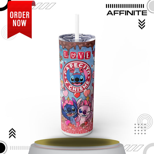 Tumblers Stitch Love & Cupcakes Skinny Tumbler with Straw - 20oz, Cute Drinkware for Coffee Lovers