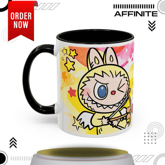 Mug Playful Lazy Yoga Labubu Coffee Mug - Fun Design for Relaxation Lovers 11oz Black