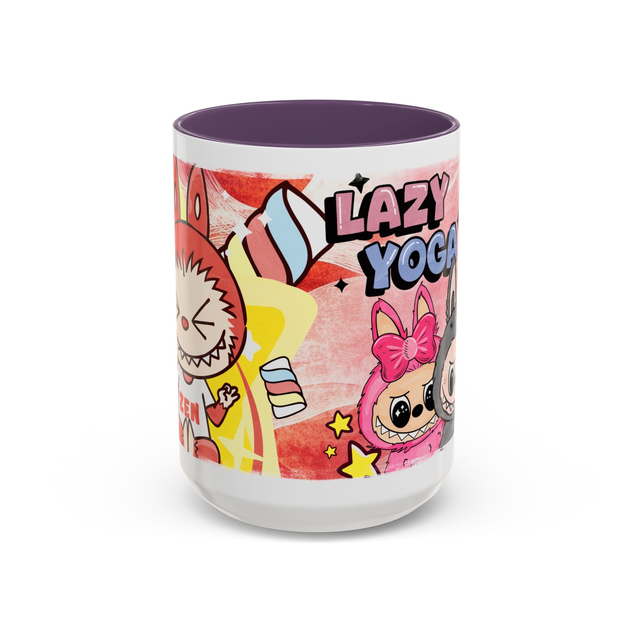Lazy Yoga Labubu Cartoon Accent Coffee Mug - Fun and Playful Design for Coffee Lovers