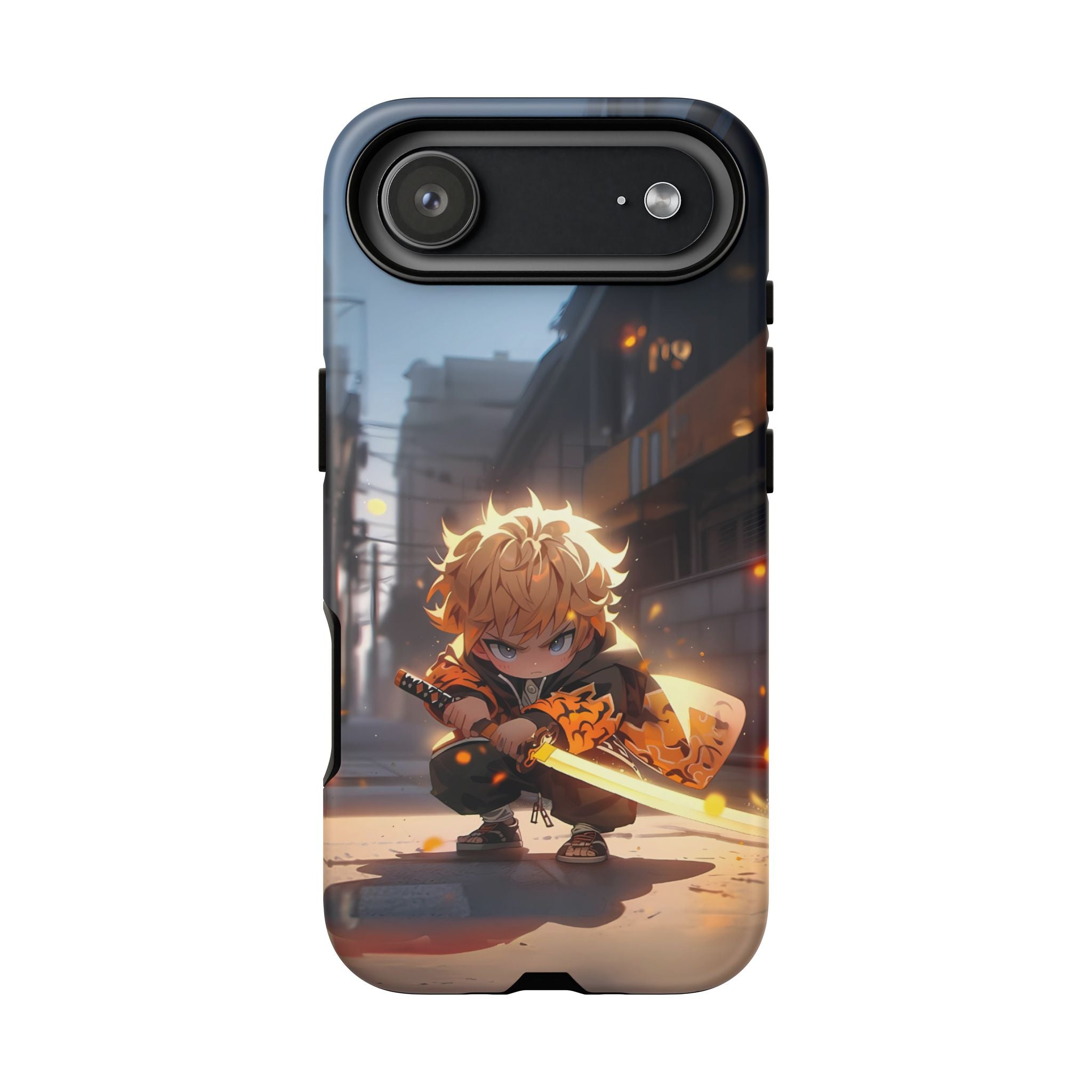 Chibi Zenitsu Lightning Tough Phone Case – Anime Protective Case for iPhone & Samsung, UV Resistant, Durable & Stylish