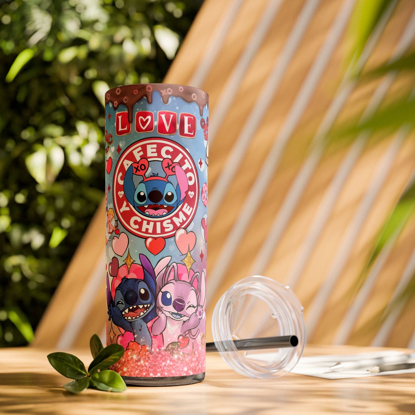 Tumblers Stitch Love & Cupcakes Skinny Tumbler with Straw - 20oz, Cute Drinkware for Coffee Lovers