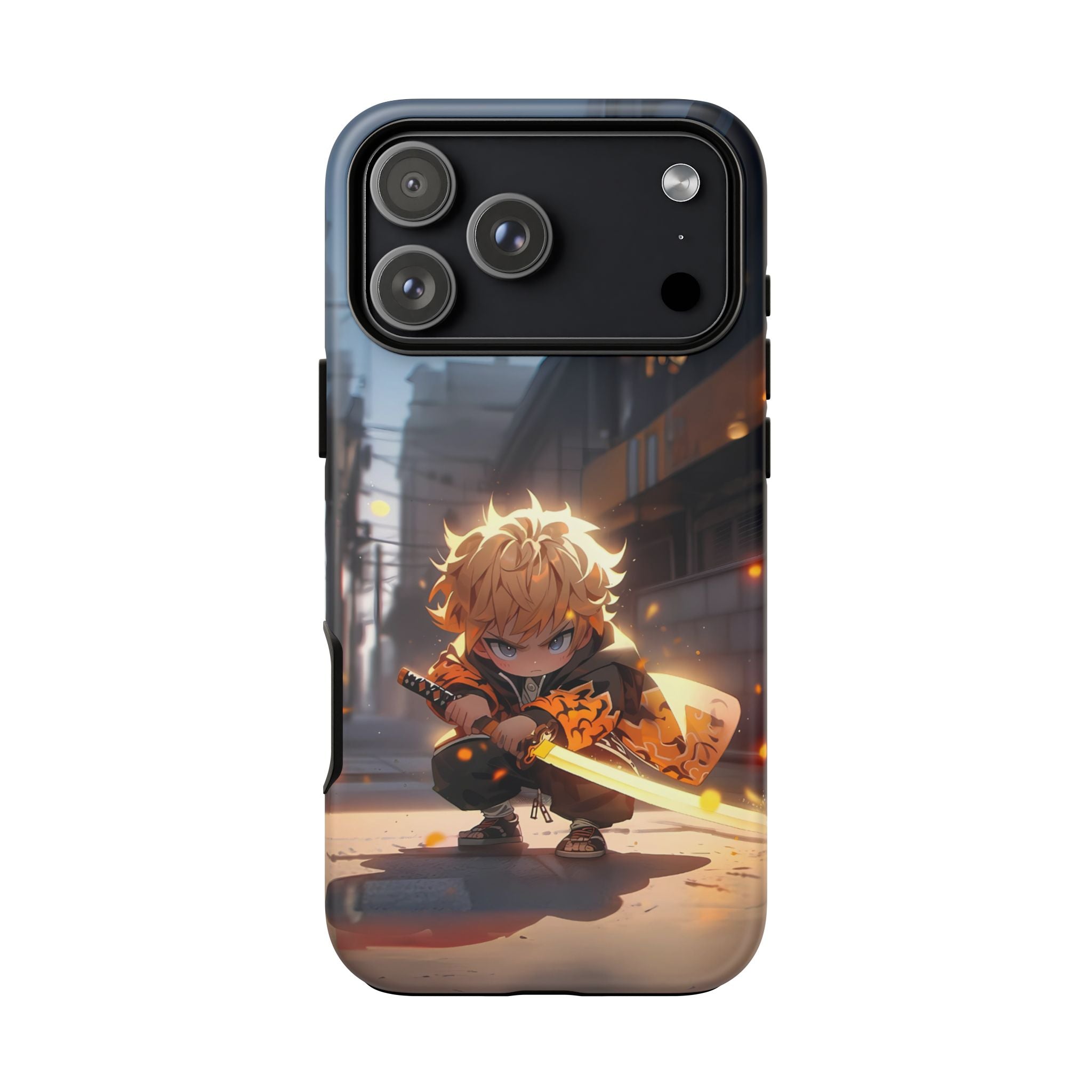 Chibi Zenitsu Lightning Tough Phone Case – Anime Protective Case for iPhone & Samsung, UV Resistant, Durable & Stylish