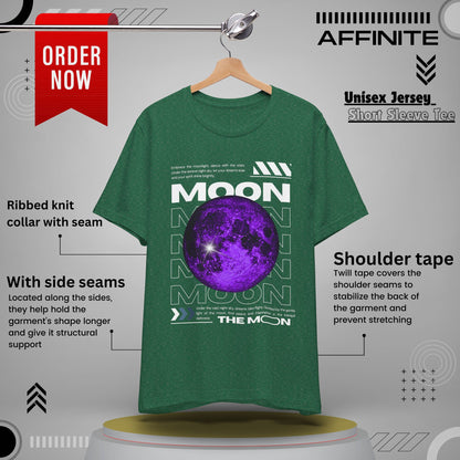 T-Shirt Unisex Moon-Themed T-Shirt | Casual Short Sleeve Tee | Astronaut Lover Gift Heather Grass Green