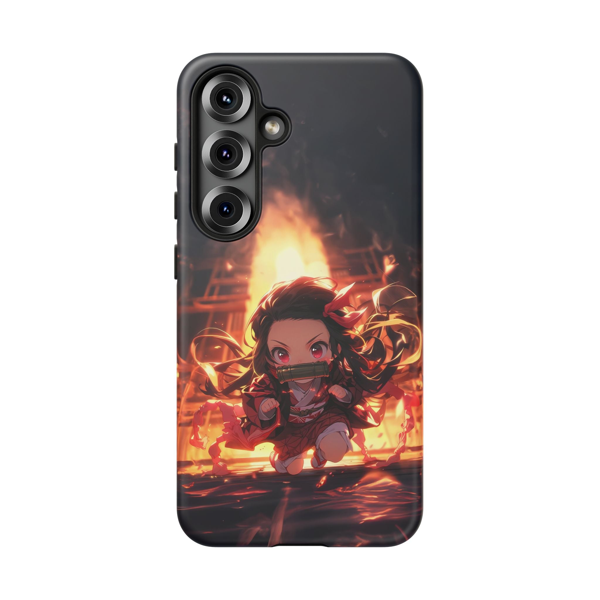 Chibi Nezuko Kamado Tough Phone Case – Anime Protective Case for iPhone & Samsung, UV Resistant, Durable & Stylish