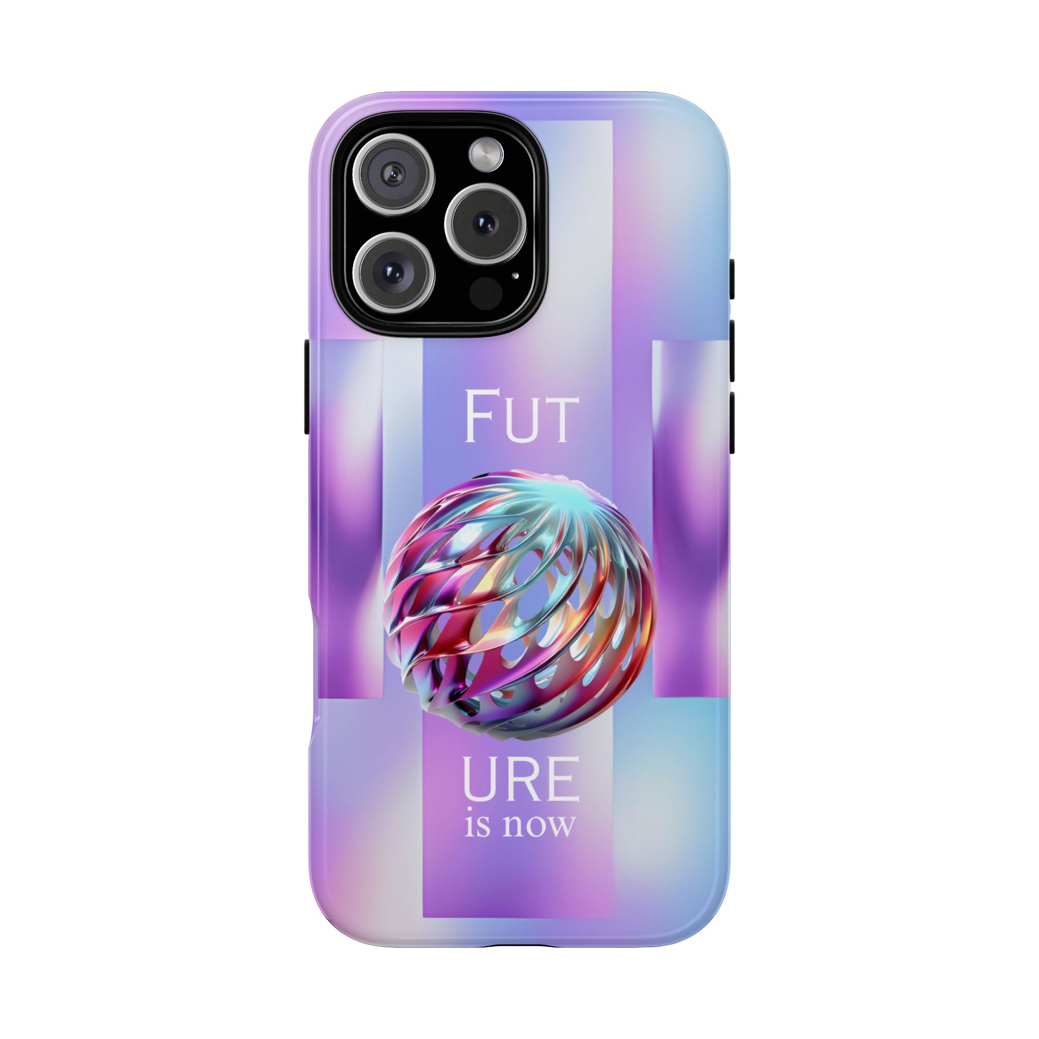 Futuristic Gradient Tough Case – 'Future is Now' 3D Design | Shockproof & UV Protected