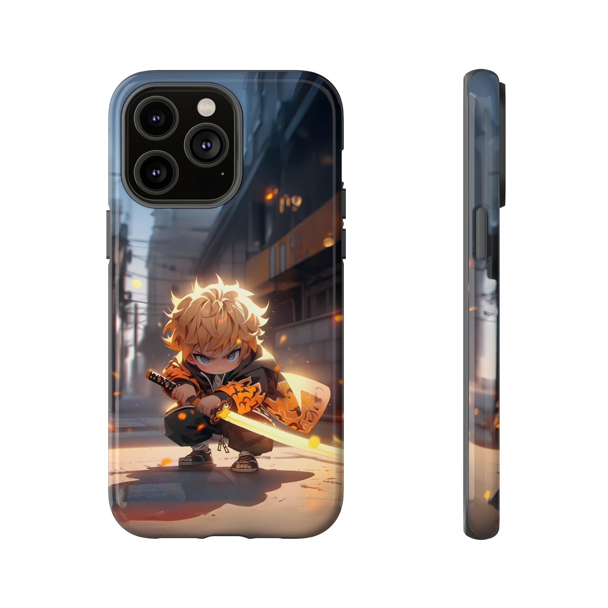 Chibi Zenitsu Lightning Tough Phone Case – Anime Protective Case for iPhone & Samsung, UV Resistant, Durable & Stylish