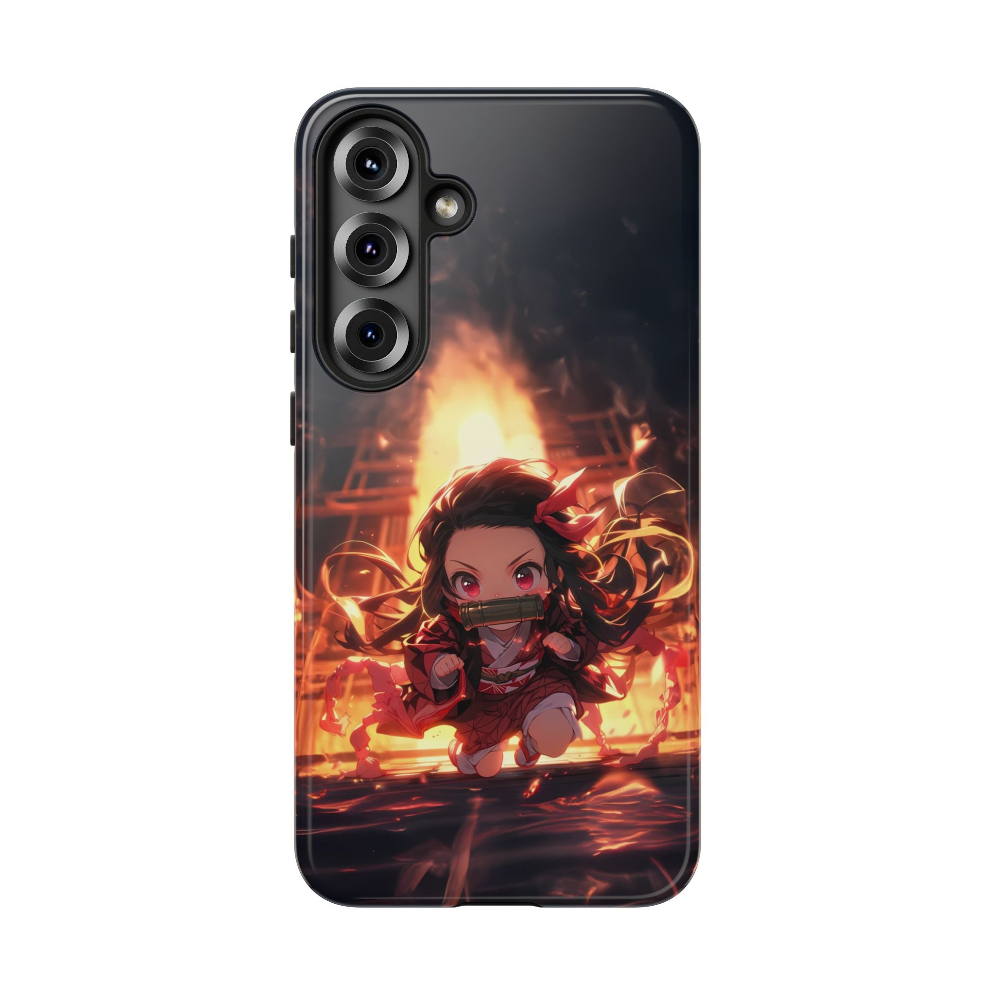 Chibi Nezuko Kamado Tough Phone Case – Anime Protective Case for iPhone & Samsung, UV Resistant, Durable & Stylish