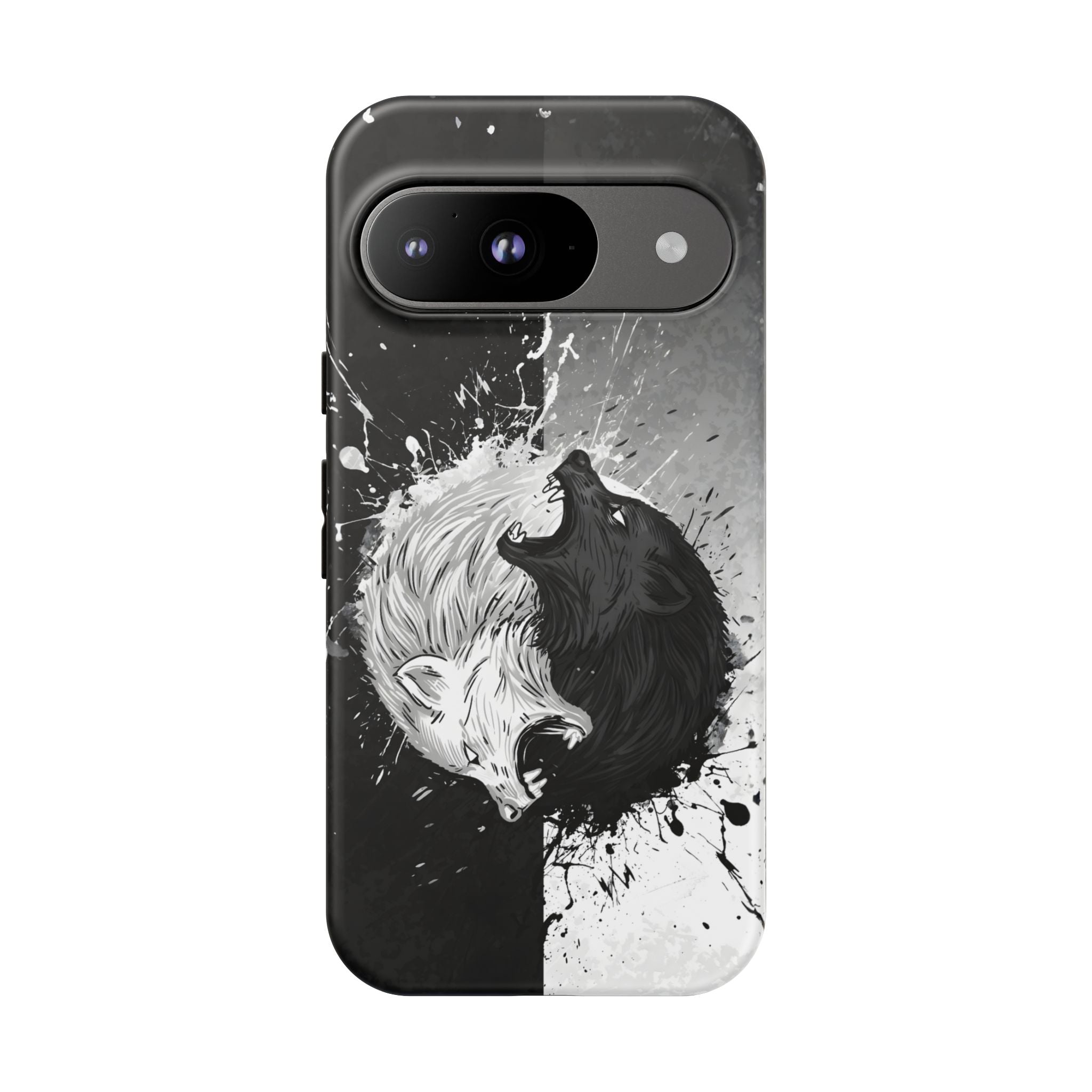 Yin Yang Wolf Phone Case - Dual Layer Protective Cover Google Pixel 9 Matte Tough Cases