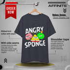 T-Shirt Angry Sponge T-Shirt - Funny Graphic Tee for Gamers (Unisex Cotton) Heather Midnight Navy