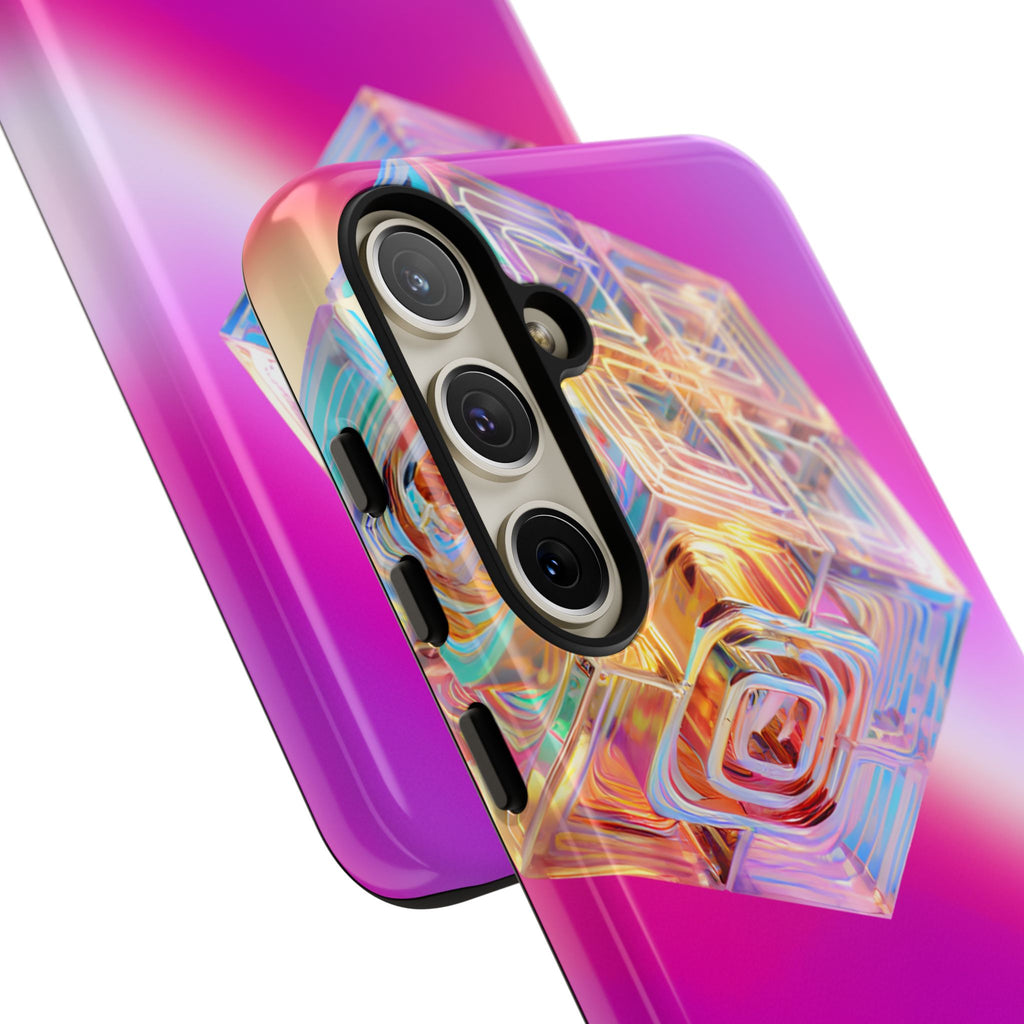 Vibrant 3D Cube Phone Case - Colorful Gradient Art for iPhone, Samsung & Pixel