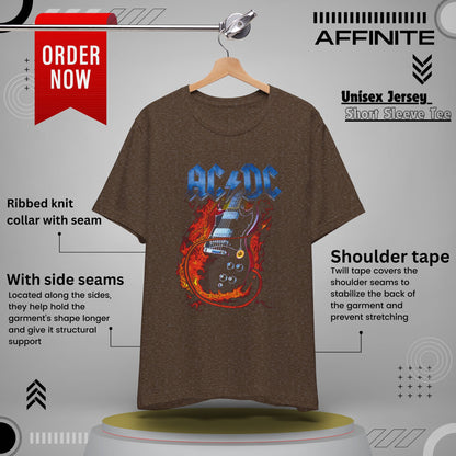 T-Shirt Rock In T Shirt - AC/DC Graphic Tee (Unisex Rock Shirt) Heather Brown