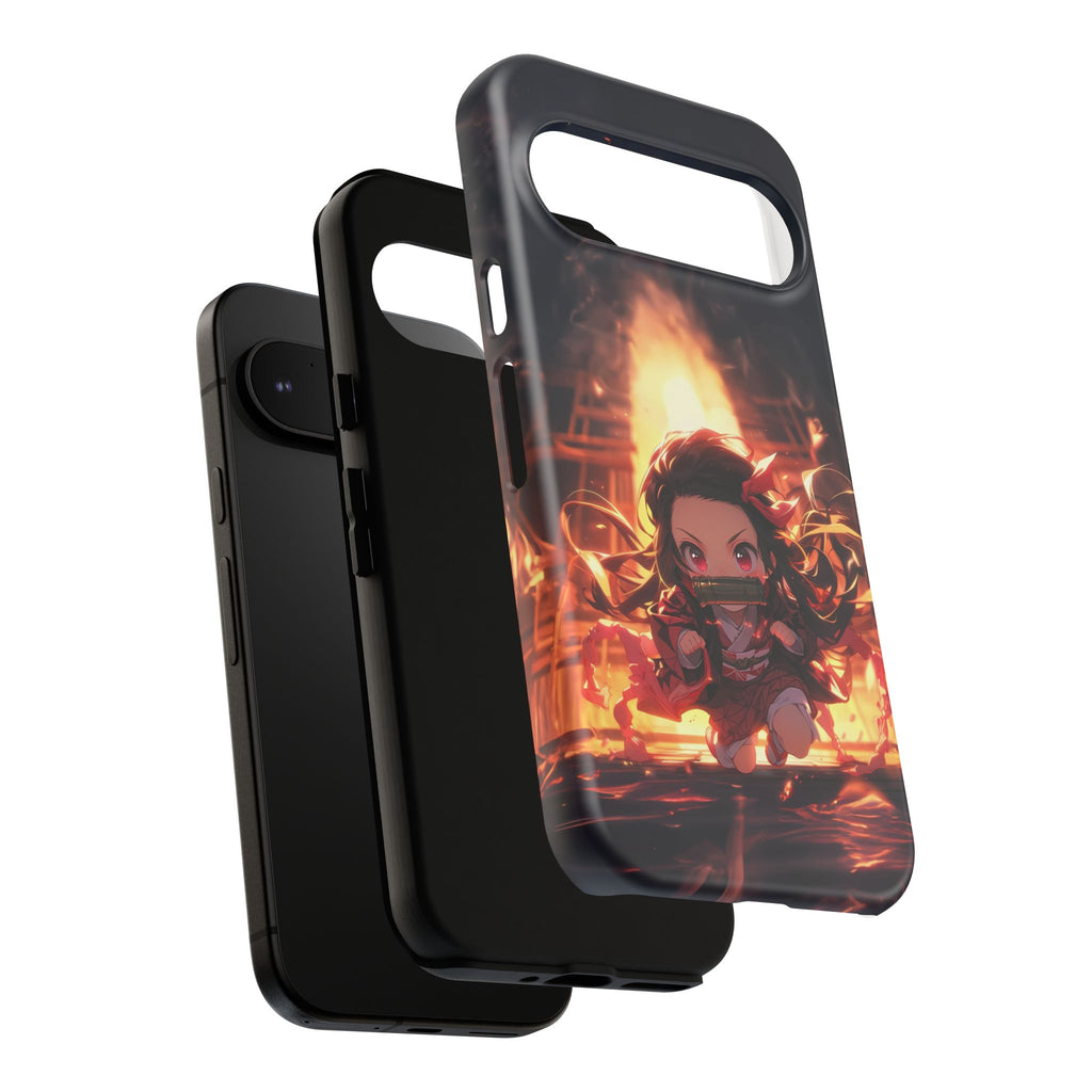 Chibi Nezuko Kamado Tough Phone Case – Anime Protective Case for iPhone & Samsung, UV Resistant, Durable & Stylish