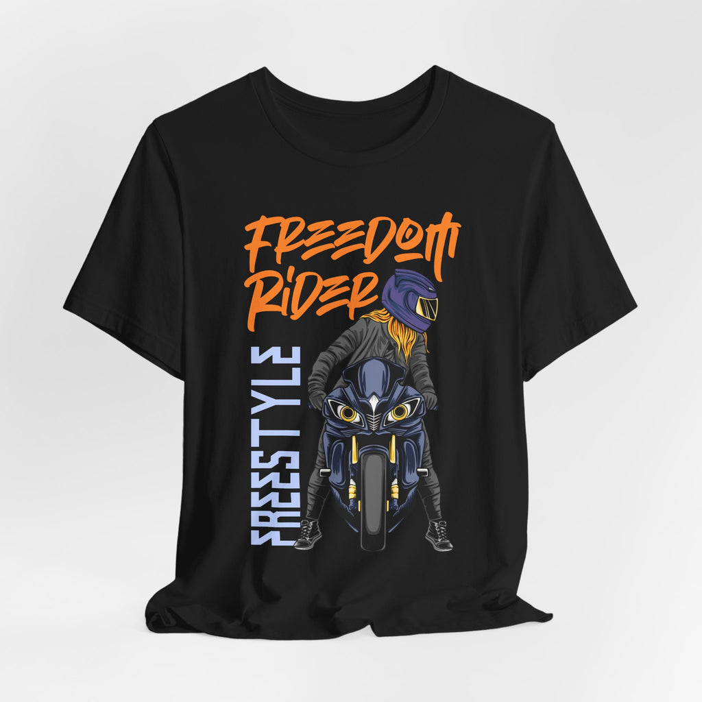 Biker T-Shirt for Men – Freedom Rider Motorcycle Graphic Tee | Unisex Cotton Short Sleeve