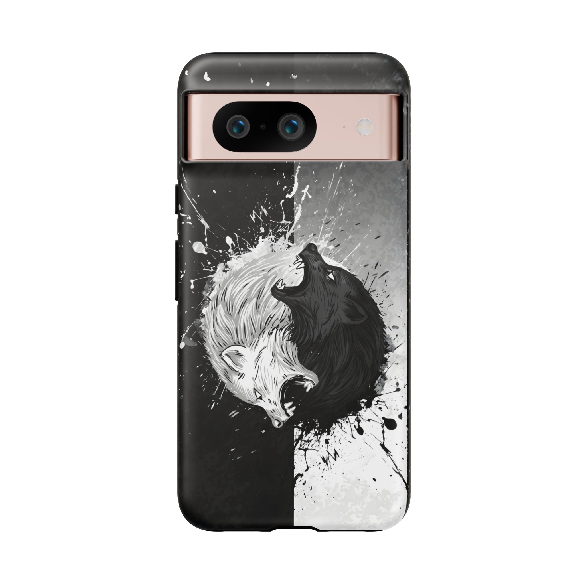Yin Yang Wolf Phone Case - Dual Layer Protective Cover Google Pixel 8 Matte Tough Cases