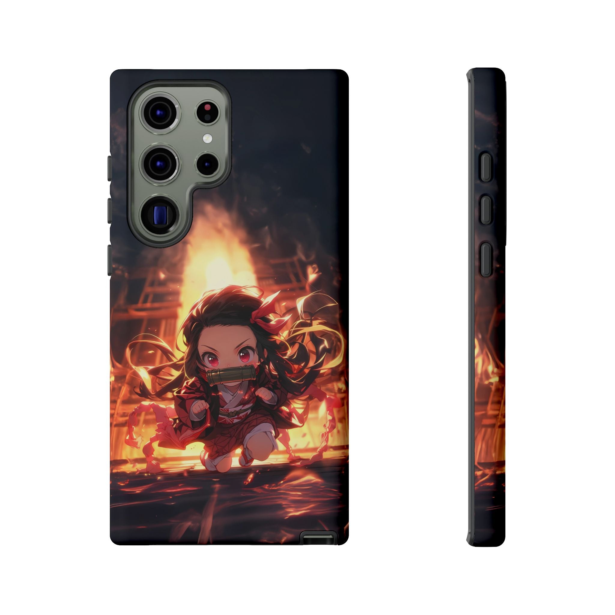 Chibi Nezuko Kamado Tough Phone Case – Anime Protective Case for iPhone & Samsung, UV Resistant, Durable & Stylish