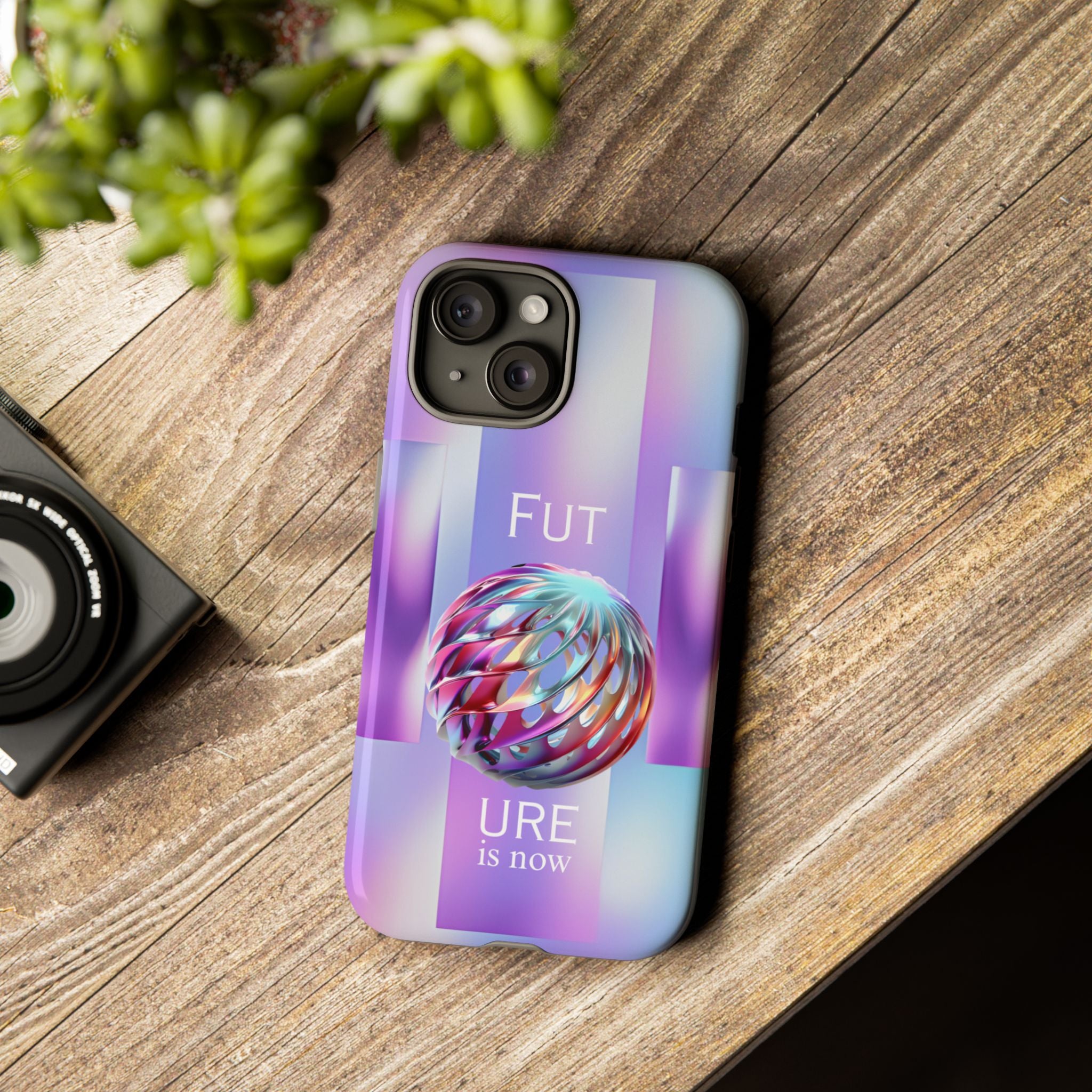 Futuristic Gradient Tough Case – 'Future is Now' 3D Design | Shockproof & UV Protected