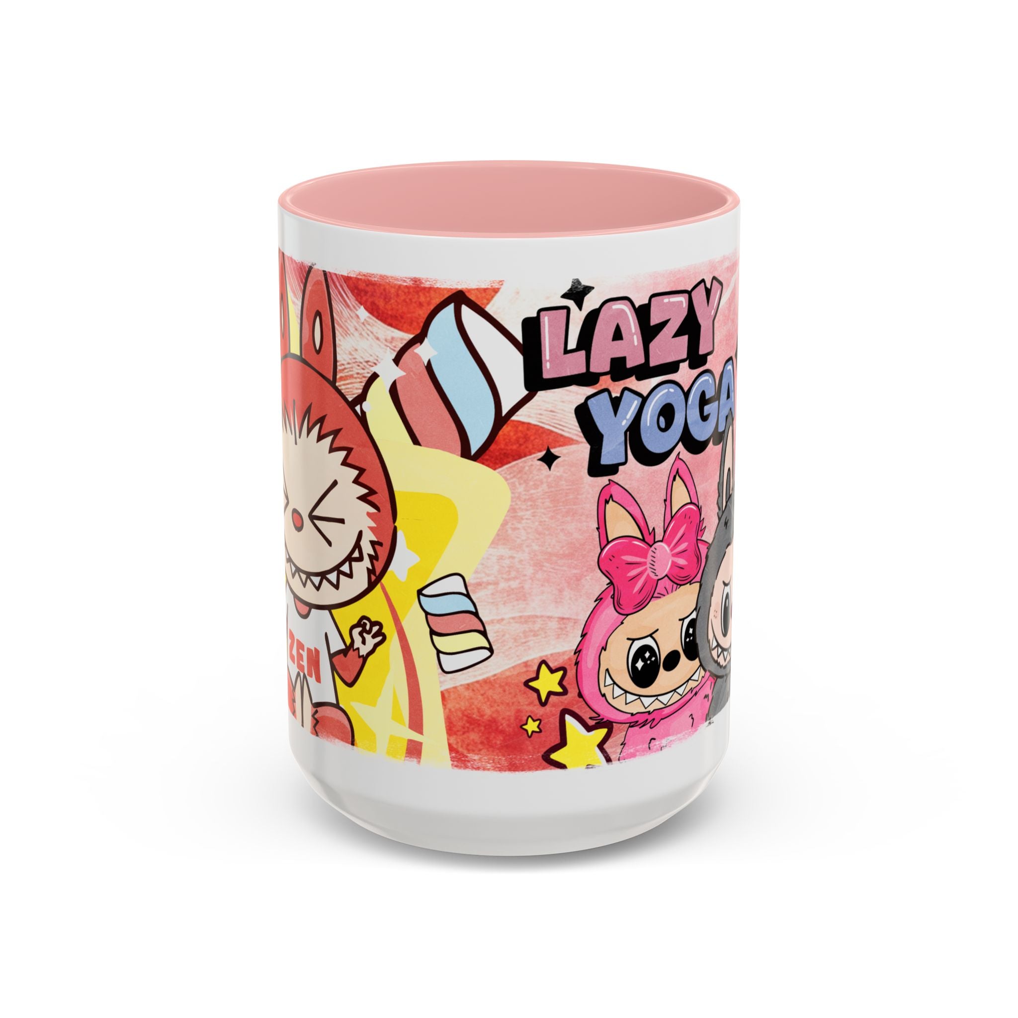 Lazy Yoga Labubu Cartoon Accent Coffee Mug - Fun and Playful Design for Coffee Lovers