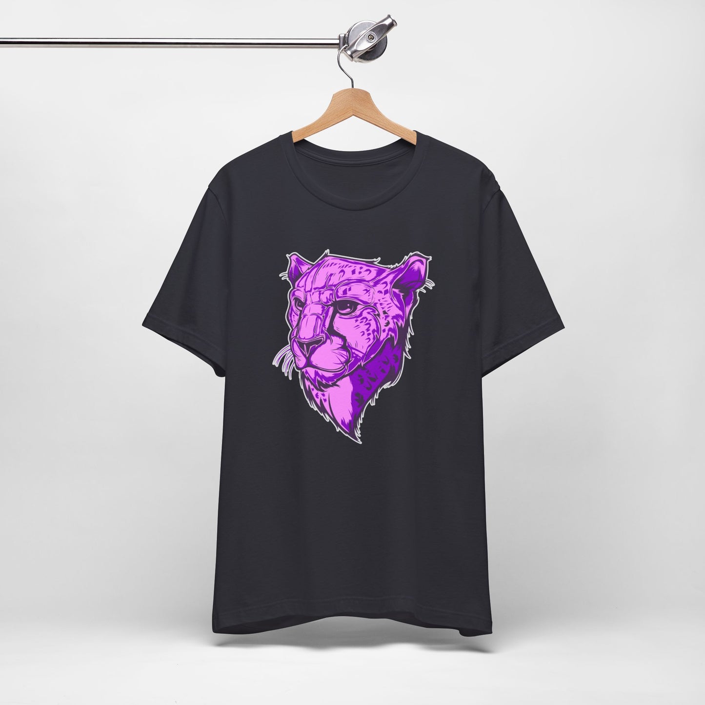 T-Shirt Vibrant Purple Leopard Tee - Unisex Jersey Shirt, Wild Animal Print, Graphic Tee, Gifts for Nature Lovers, Unique Artwear, Stylish [...] Dark Grey