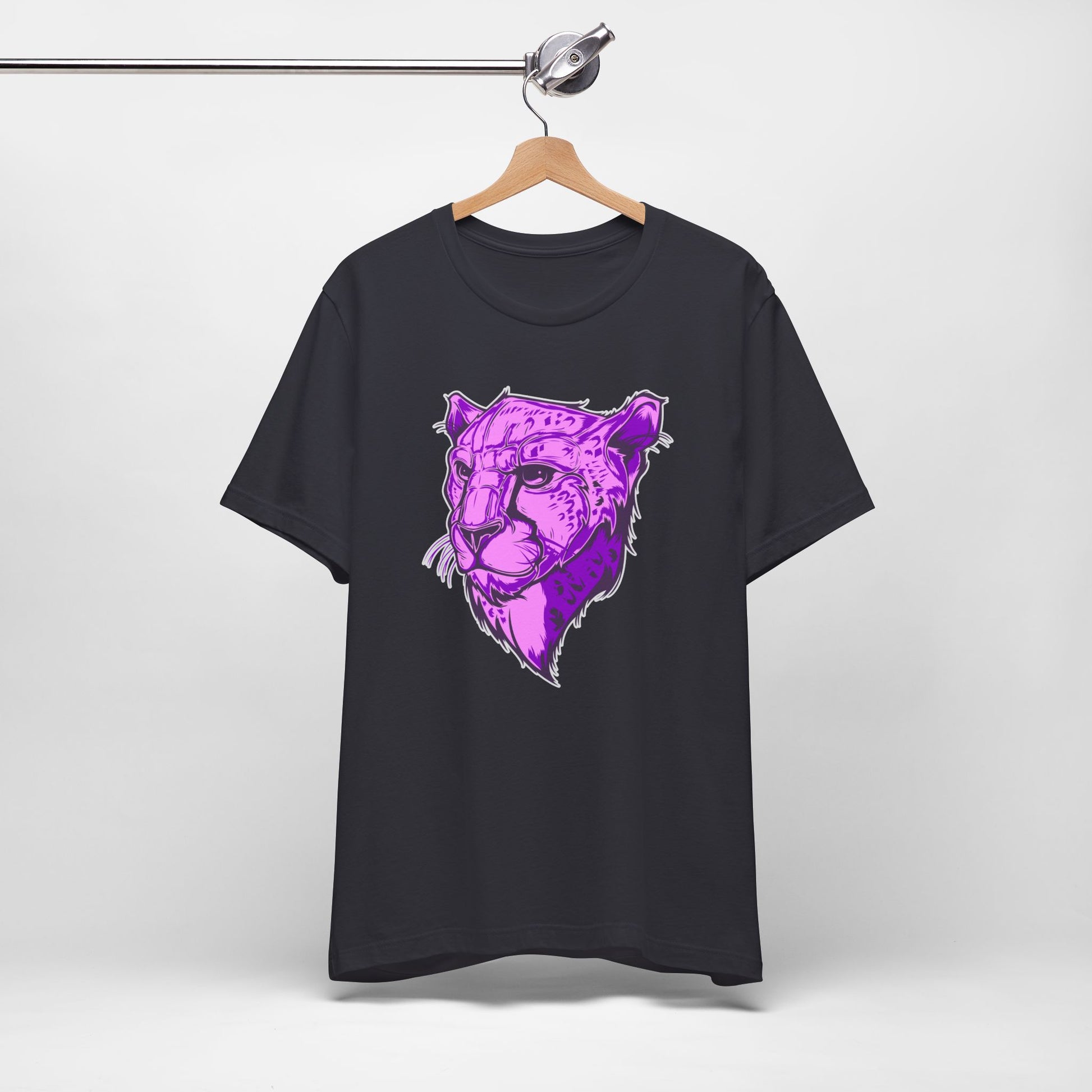 T-Shirt Vibrant Purple Leopard Tee - Unisex Jersey Shirt, Wild Animal Print, Graphic Tee, Gifts for Nature Lovers, Unique Artwear, Stylish [...] Dark Grey