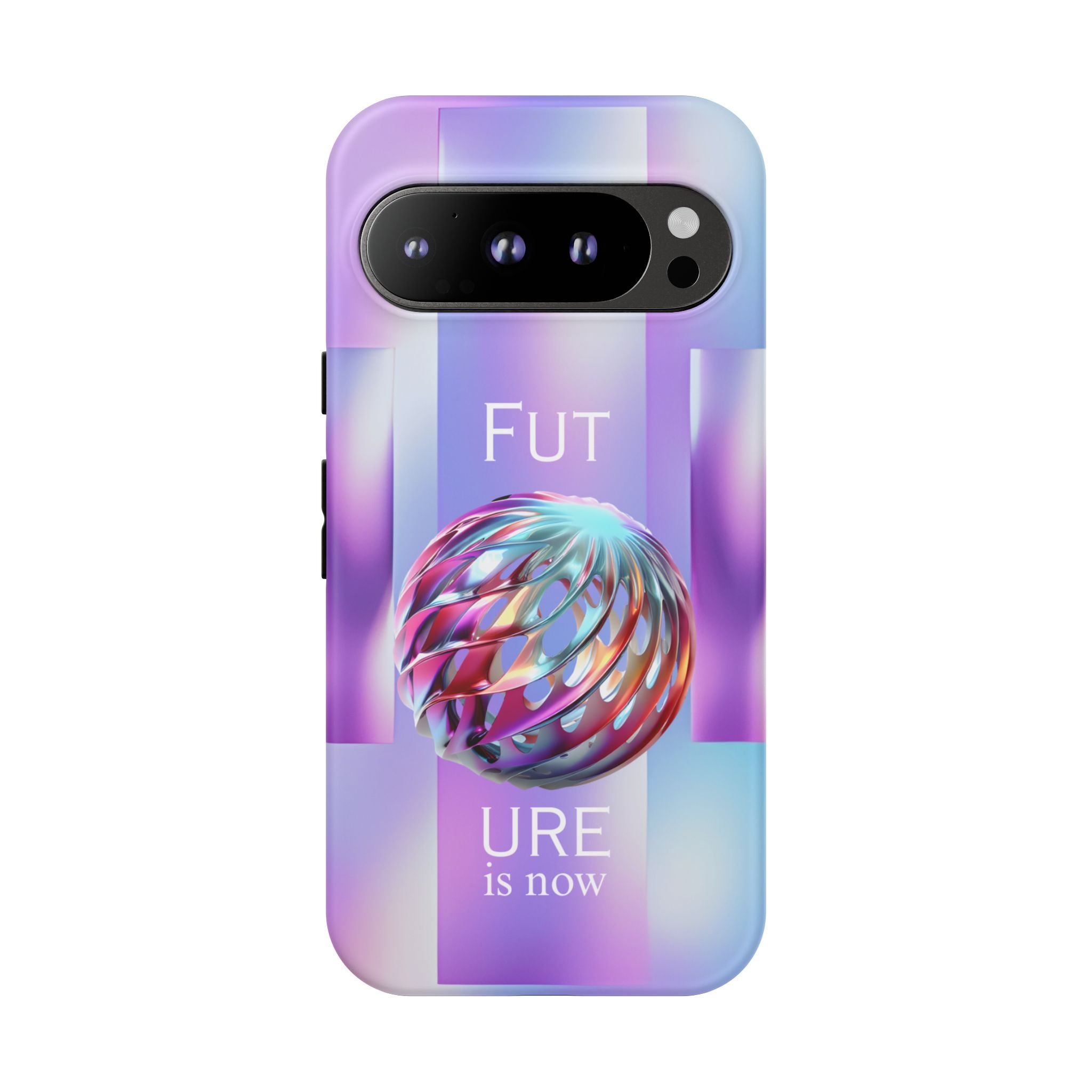 Futuristic Gradient Tough Case – 'Future is Now' 3D Design | Shockproof & UV Protected
