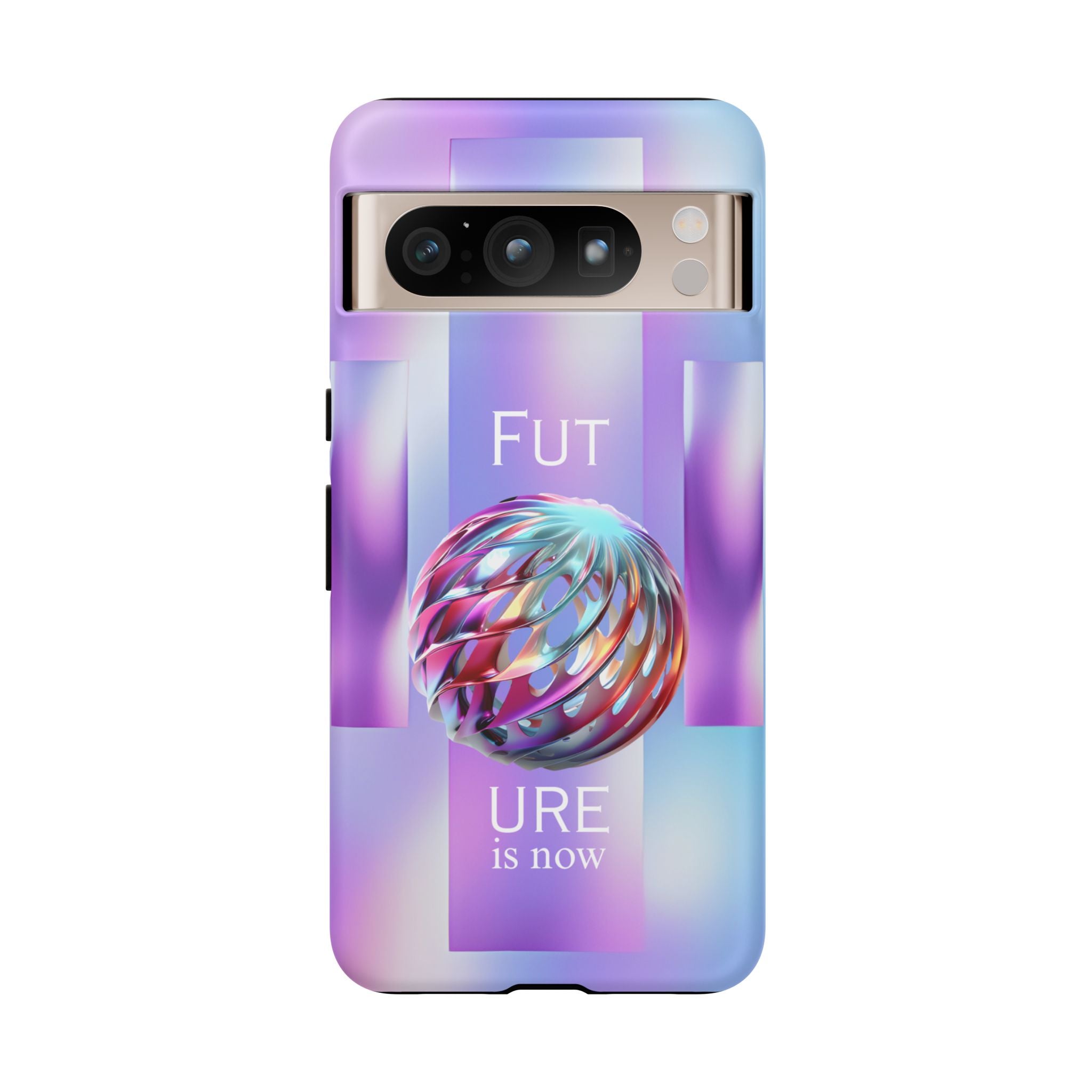 Futuristic Gradient Tough Case – 'Future is Now' 3D Design | Shockproof & UV Protected