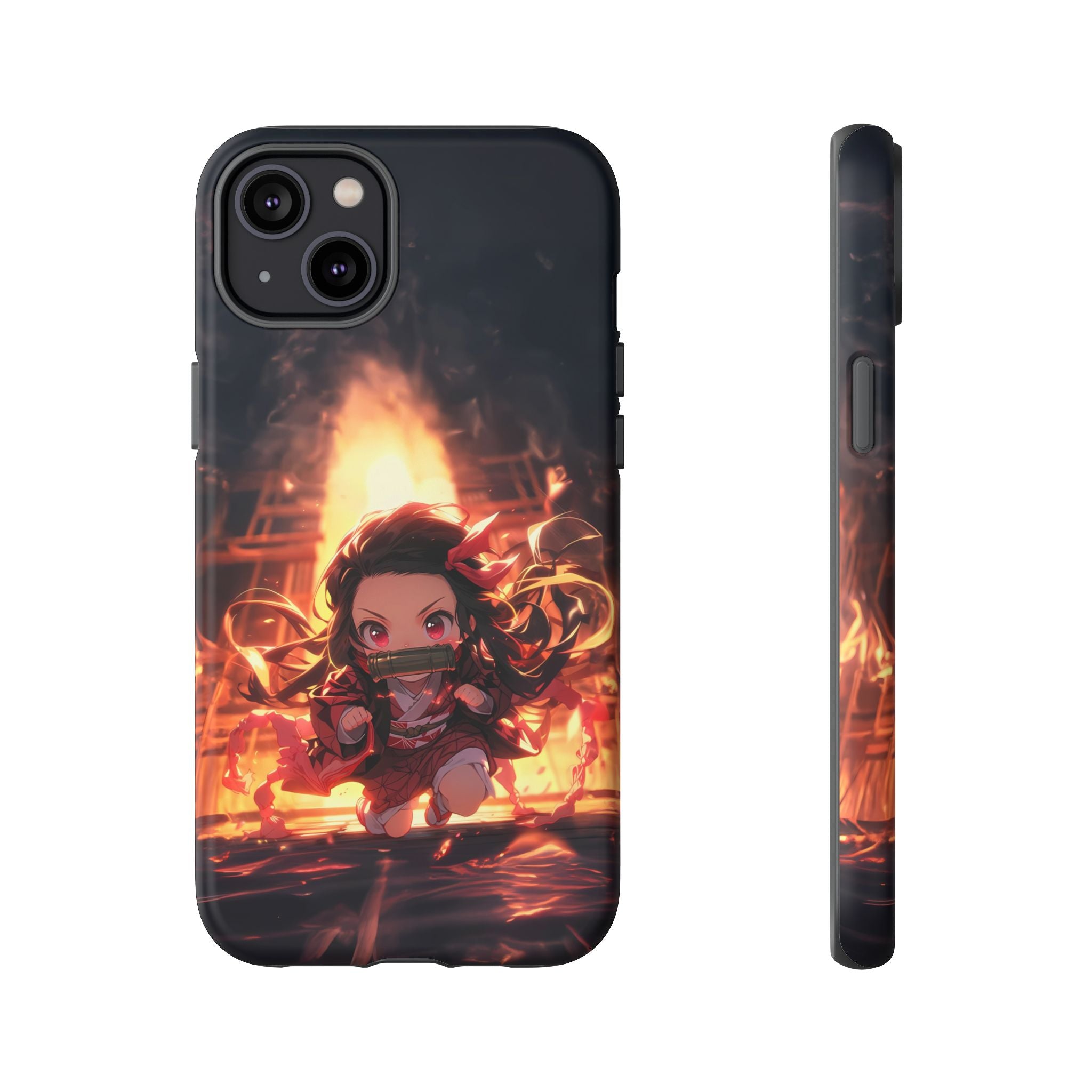 Chibi Nezuko Kamado Tough Phone Case – Anime Protective Case for iPhone & Samsung, UV Resistant, Durable & Stylish