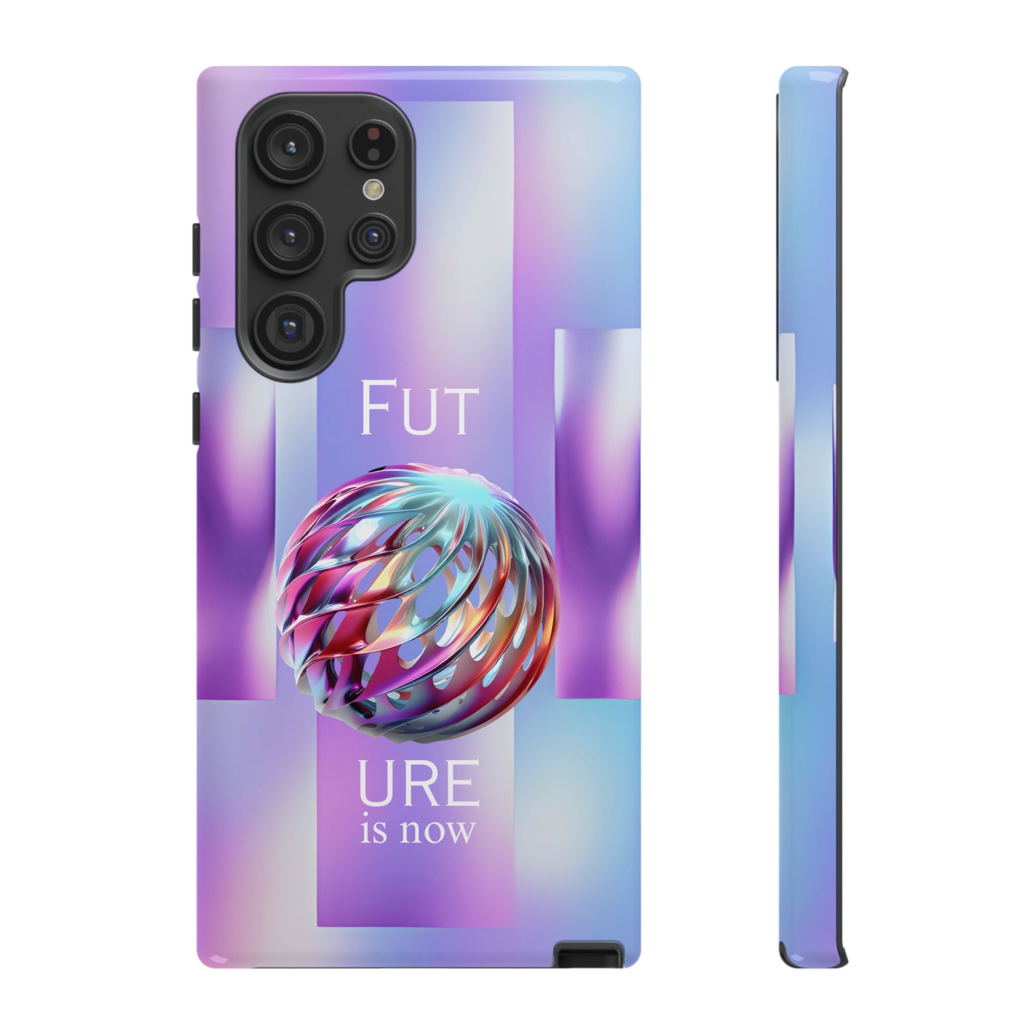 Futuristic Gradient Tough Case – 'Future is Now' 3D Design | Shockproof & UV Protected
