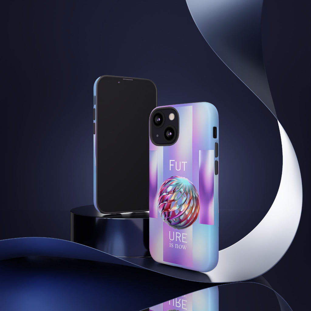 Futuristic Gradient Tough Case – 'Future is Now' 3D Design | Shockproof & UV Protected