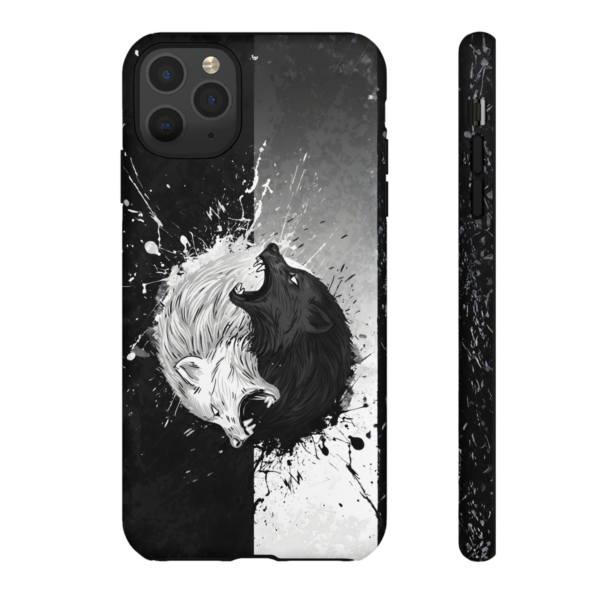 Yin Yang Wolf Phone Case - Dual Layer Protective Cover iPhone 11 Pro Max Matte Tough Cases