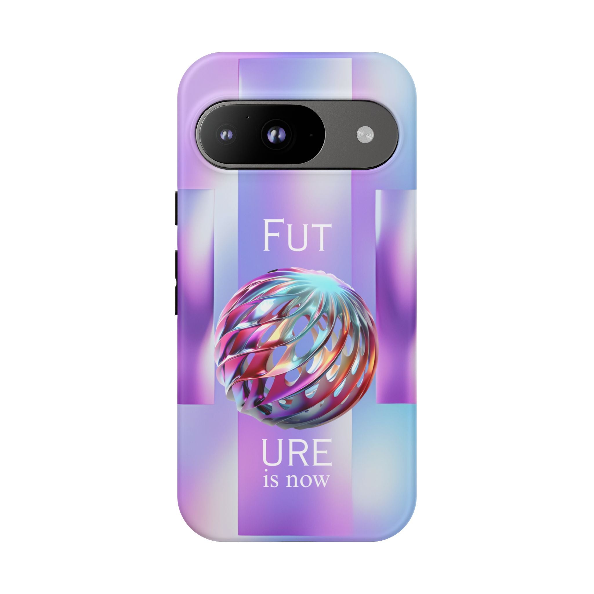Futuristic Gradient Tough Case – 'Future is Now' 3D Design | Shockproof & UV Protected