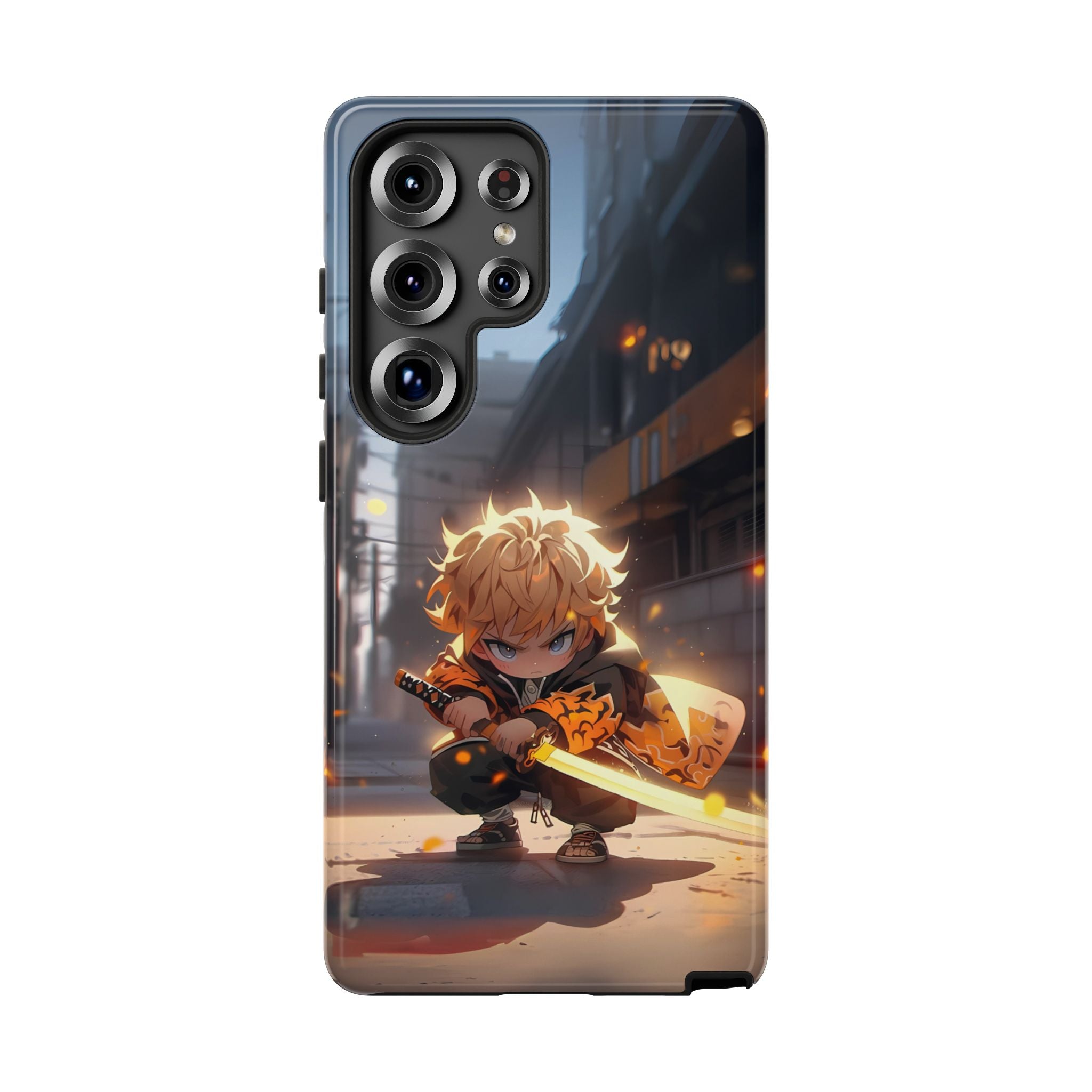 Chibi Zenitsu Lightning Tough Phone Case – Anime Protective Case for iPhone & Samsung, UV Resistant, Durable & Stylish