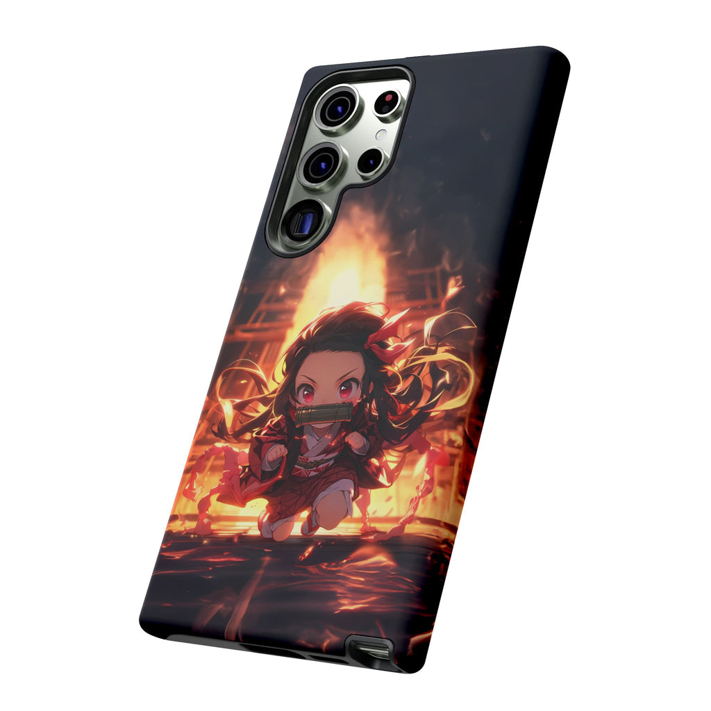 Chibi Nezuko Kamado Tough Phone Case – Anime Protective Case for iPhone & Samsung, UV Resistant, Durable & Stylish
