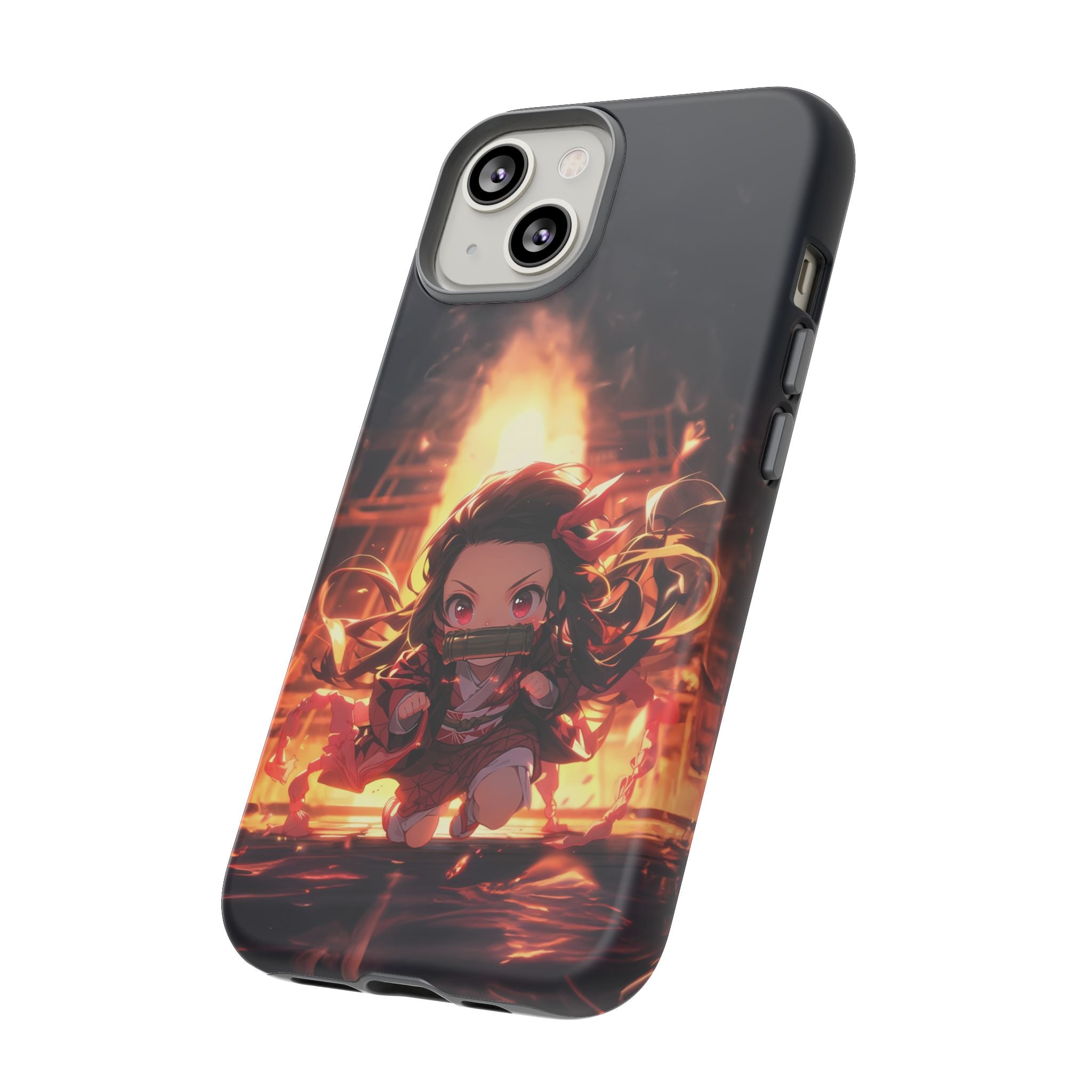 Chibi Nezuko Kamado Tough Phone Case – Anime Protective Case for iPhone & Samsung, UV Resistant, Durable & Stylish