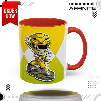 Mug Mighty Morphin Power Rangers Yellow Ranger Ceramic Mug - 11oz & 15oz Coffee Mug - Accent Mug for Pop Culture Fans 11oz Red