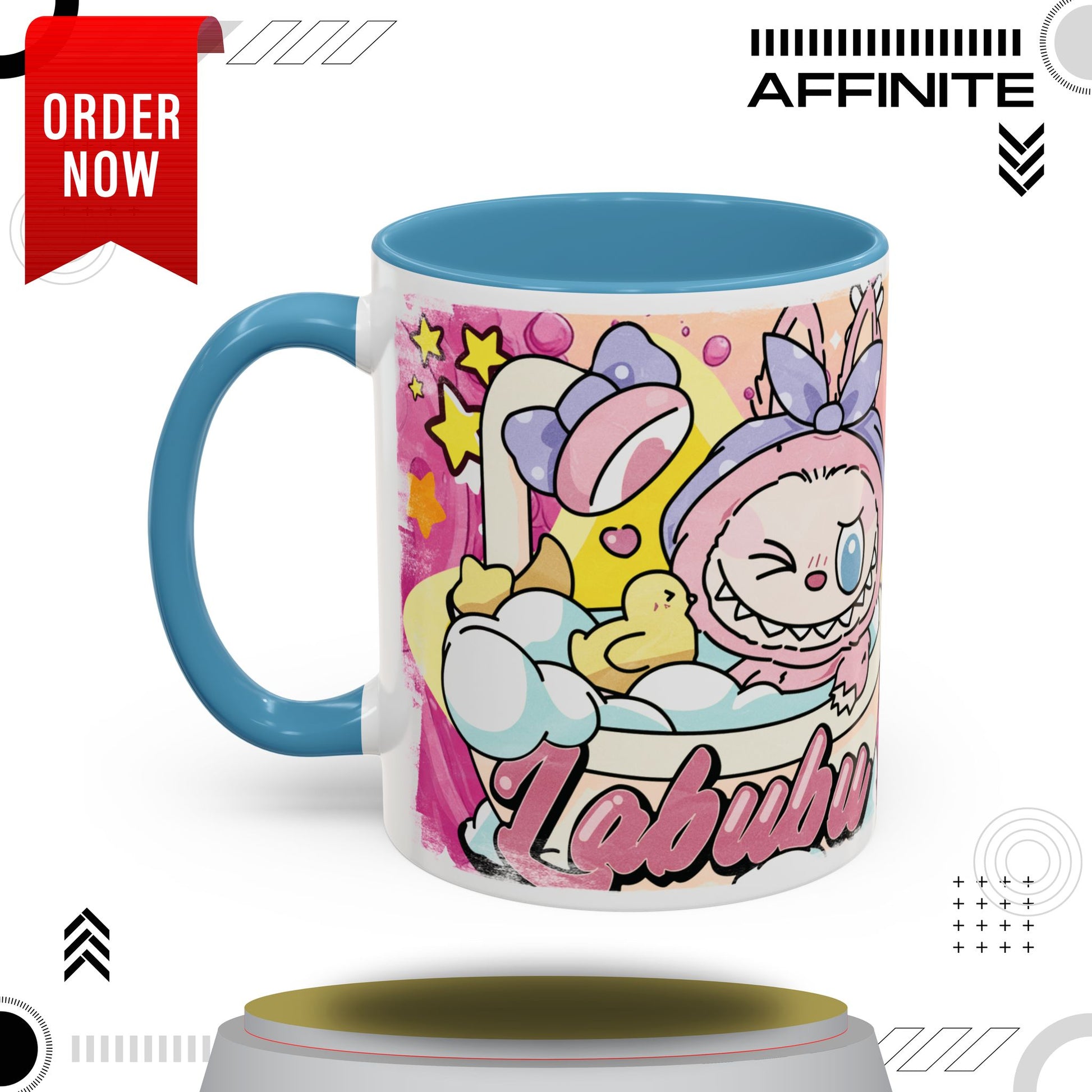 Mug Lazy Yoga Labubu Accent Coffee Mug - Fun & Playful Design for Relaxation 11oz Light Blue