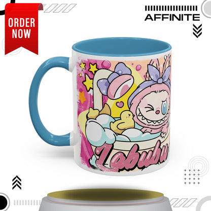 Mug Lazy Yoga Labubu Accent Coffee Mug - Fun & Playful Design for Relaxation 11oz Light Blue
